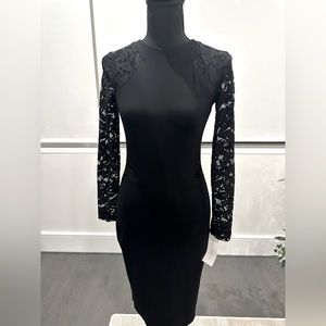 French Connection Viven paneled lace dress in black size EUR S